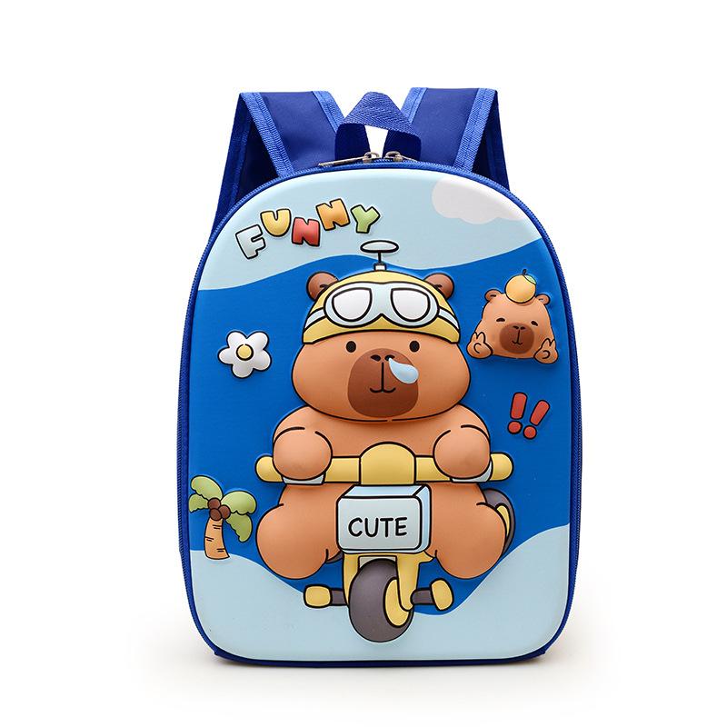 School Bag Kapibara Bag Cartoon Hard Shell Bag 3-6 Years Old Trendy Fashion Shoulder Back