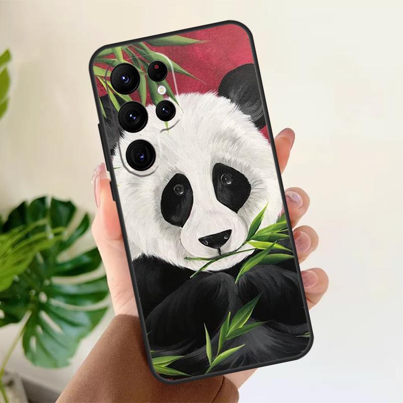 Panda Animal Cute Bear Soft Case For Samsung Galaxy S21 S22 S23 S24 S25 Ultra S9 S10 Plus S20 FE S24 FE Phone Cover