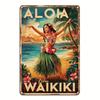 Aloha de Waikiki Panneau Métallique Vintage en Boîte, Décoration Murale en Aluminium pour Jardin, Chambre à Coucher, Garage, Décoration de Noël