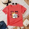 Cute Cat Print T-Shirt Casual Breathable Y2k Fit Summer Short Sleeve Round Neck Soft Comfortable Daily Basic Tops