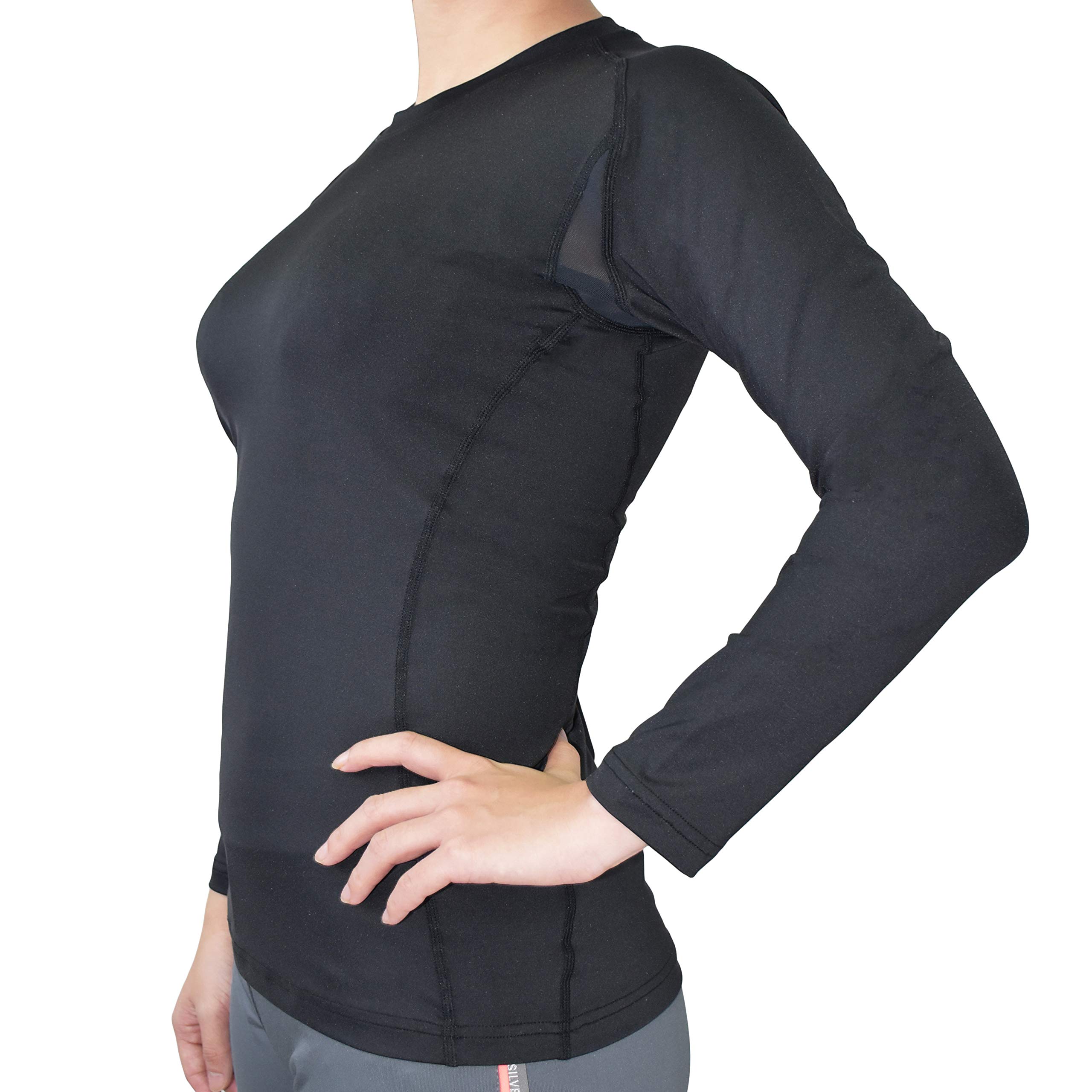 

VITAL SALVEO CQ-8263 Women s Compression Long Sleeve Exercise Wear, Cool Dry, Black (XS)