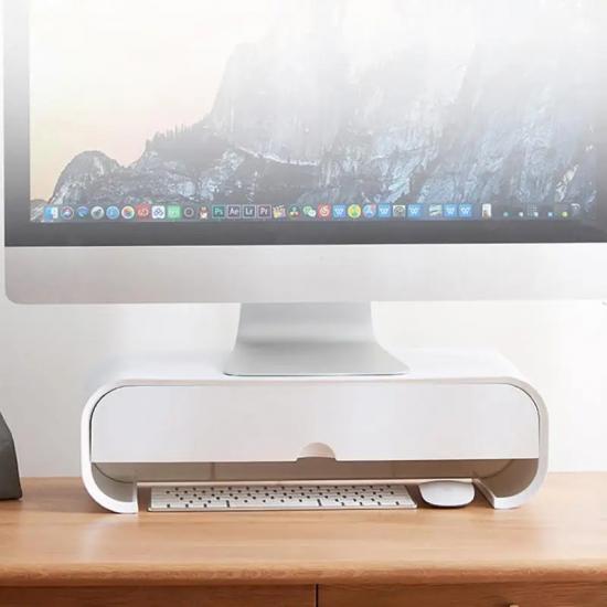 ABS Computer Monitor Holder Laptop Stand Desk Organizer Drawer Monitor Bracket Letter File Holder Home Office Table Storage Box