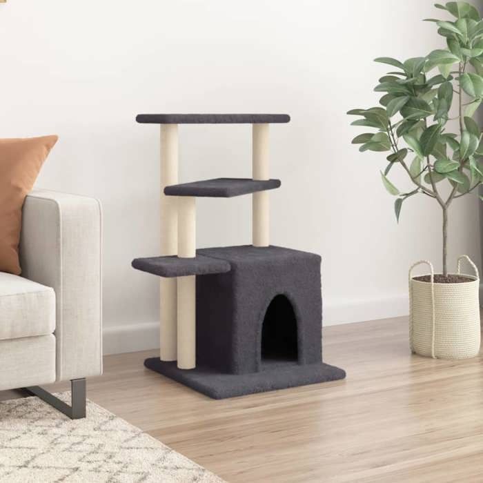 VidaXL Cat Tree with Sisal Scratching Posts Dark Grey 83.5 Cm 172123