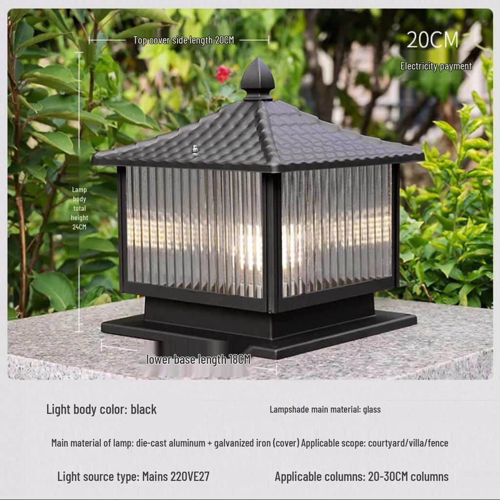 Solar Waterproof Outdoor Garden Post Light for Villa Entrances, Yards, and Fence Walls