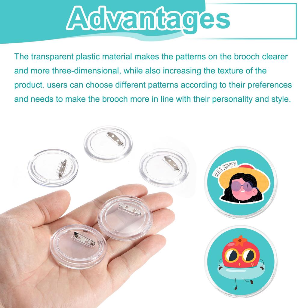 12/25/50Pcs Blank Buttons Pin Button Maker Badges 25/37/38/44/58/79MM Sewing Acrylic Clear for DIY Crafts Photo Pin on Hats Bags