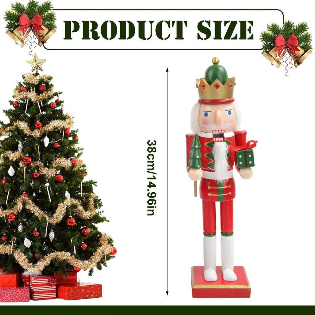 Nutcracker Figures 15 Inch Wooden Collectible Soldier Nutcracker Figurine Christmas Table Centerpiece For Kitchen Dinner Shelf