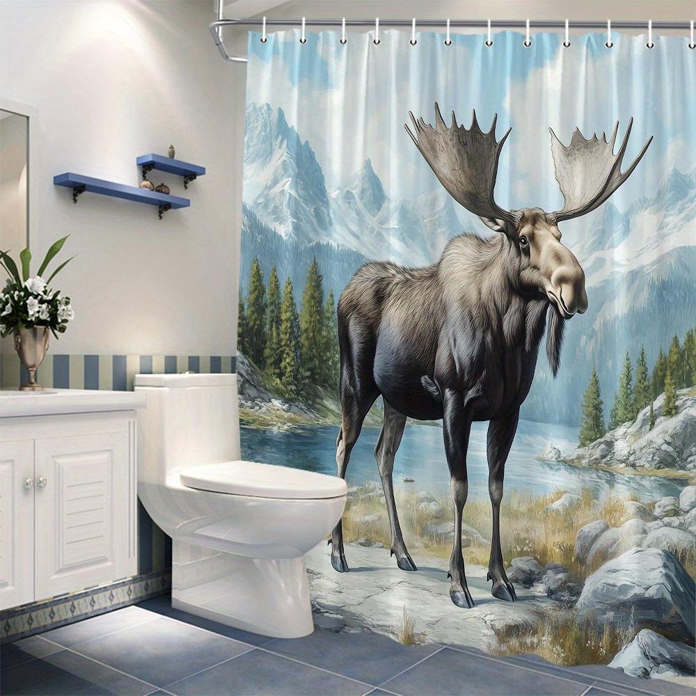 Wildlife Forest Stream Shower Curtain 180X 180Cm Machine Washable, Including 12 Hooks Home Decorative Shower Curtain