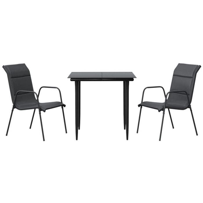 VidaXL 3-piece Garden Dining Set Black Textilene and Steel 3200702