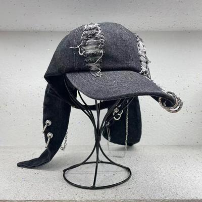 Y2K Żelazny Pierścień Długie Uszy Czapki Kobiety Mroczny Punk Doberman Pinscher Czapka Baseballowa Estetyczna Grunge Czapka Czapka Truckerka