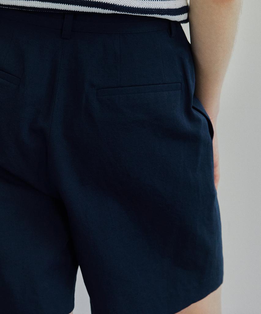 IHR High-Rise Linen Shorts / Navy