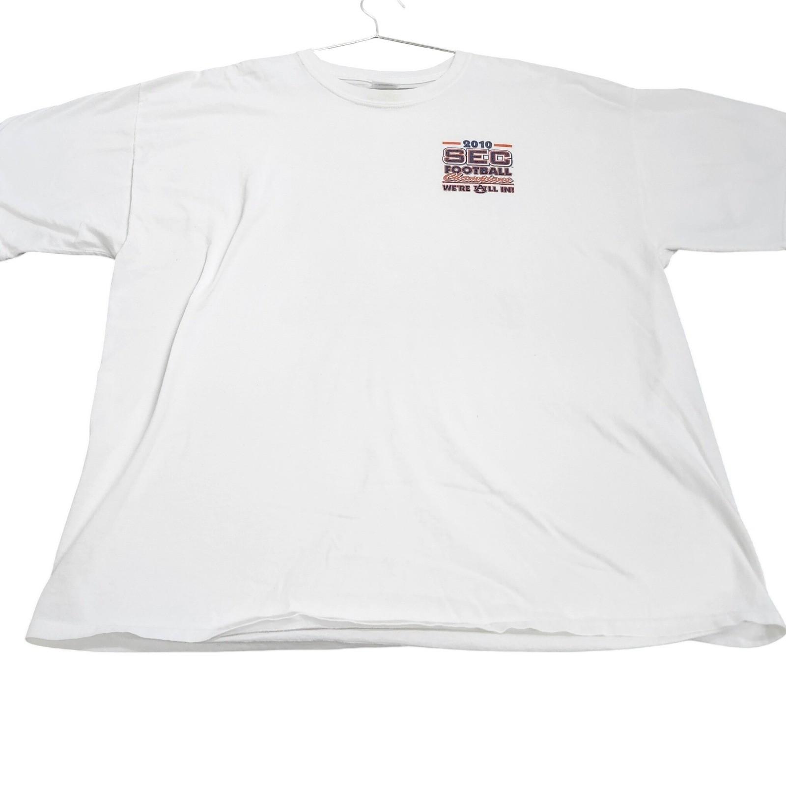 Auburn Tigers 2010 SEC Football Champions White Mens 2XL War Eagle Tee Unisex T-Shirt XXL