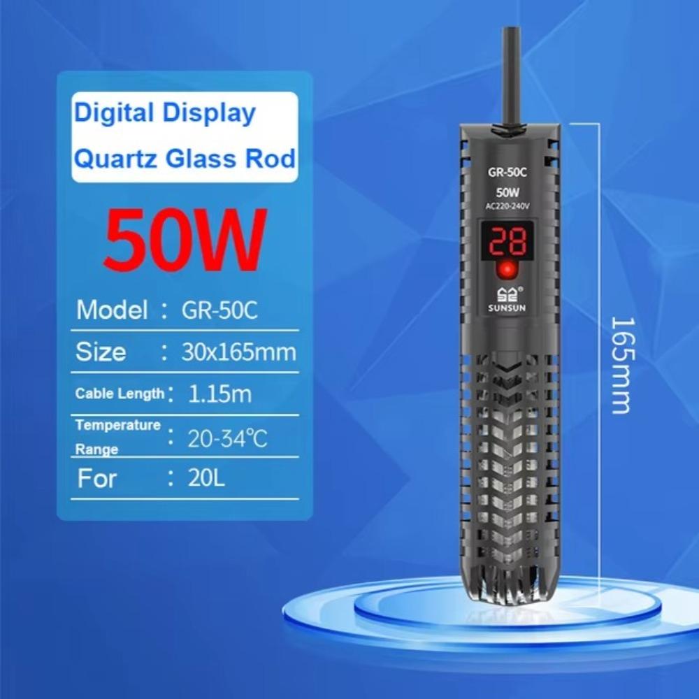 Adjustable Temperature Aquarium Submersible Heater LCD Display Heating Rod  Fish Tanks