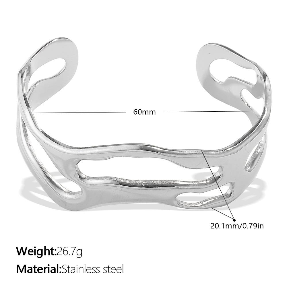 Simple Smooth Hollow Opening Bracelet Stainless Steel Gold-Plated Niche Design High-End Bracelet