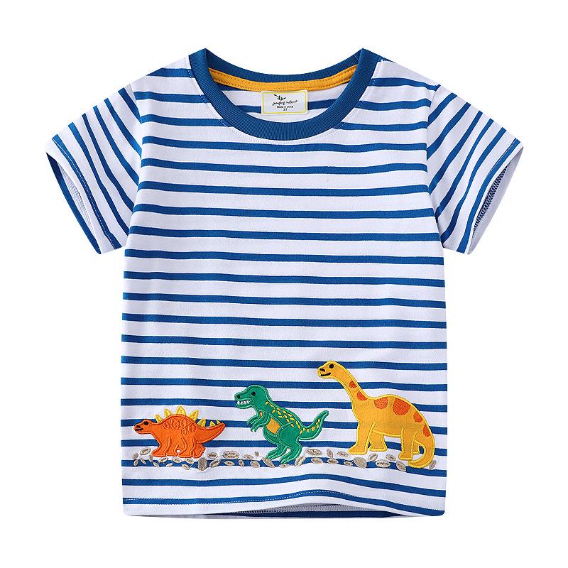 Spring/Summer 2026 Pure Cotton Short-Sleeve T-Shirt for Baby Boys—Cartoon Embroidered European & American Style Top 5T/100-110CM