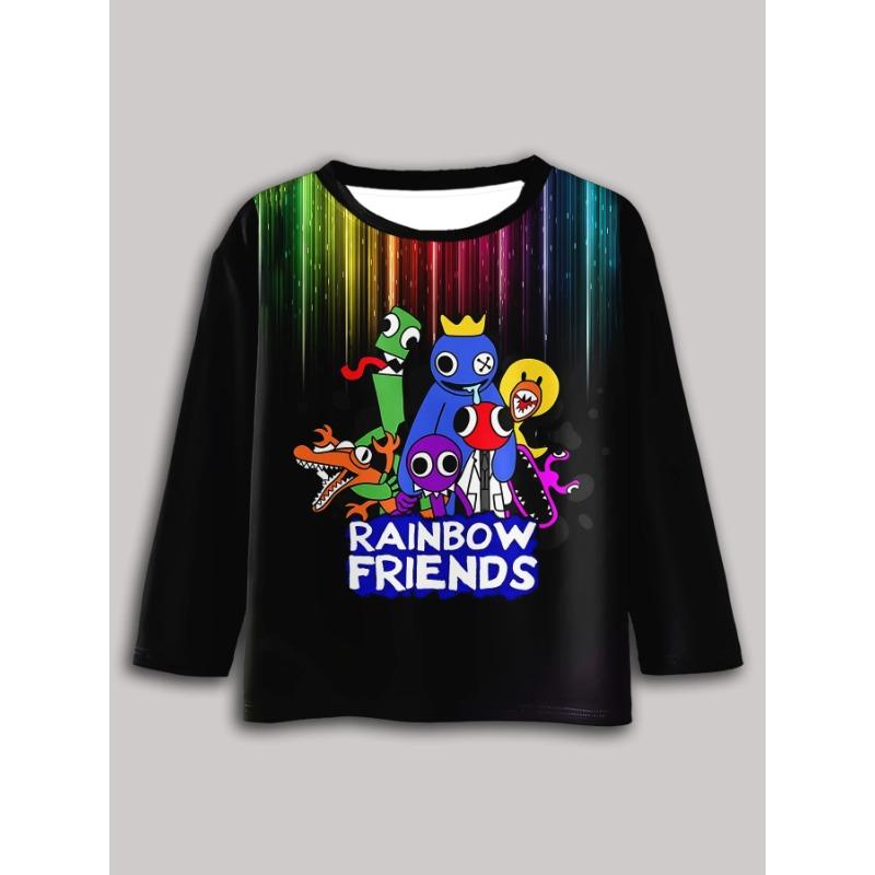 

Весняно-осінні дитячі футболки з круглим вирізом, модні повсякденні з довгим рукавом, з 3D-принтом гри Rainbow Friends 140