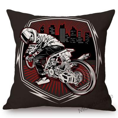 Motorcycle Art Biker Club Decoration Throw Pillow Case Us Retro Letter Print Free Spirit Motorbike Cotton Linen Cushion Cover