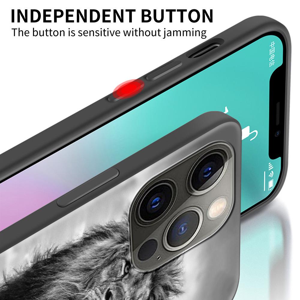Case For Apple iPhone 13 11 Pro Max 12 Mini XR 7 8 Plus SE 2020 X XS 6 6S 5 5S Black Soft Silicone Cover Big Cat Animal Lion Sac