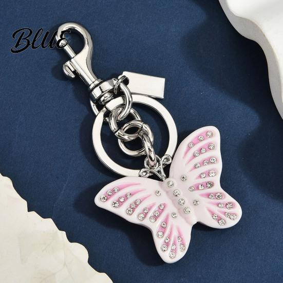 Lightweight Key Holder Keychain Pendant Rhinestones Inlaid Gradient Butterfly Shape