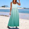 Women Sleeveless Maxi Dress Gradient Print Summer Casual Long Dress Lightweight Soft Fabric Comfortable Fit