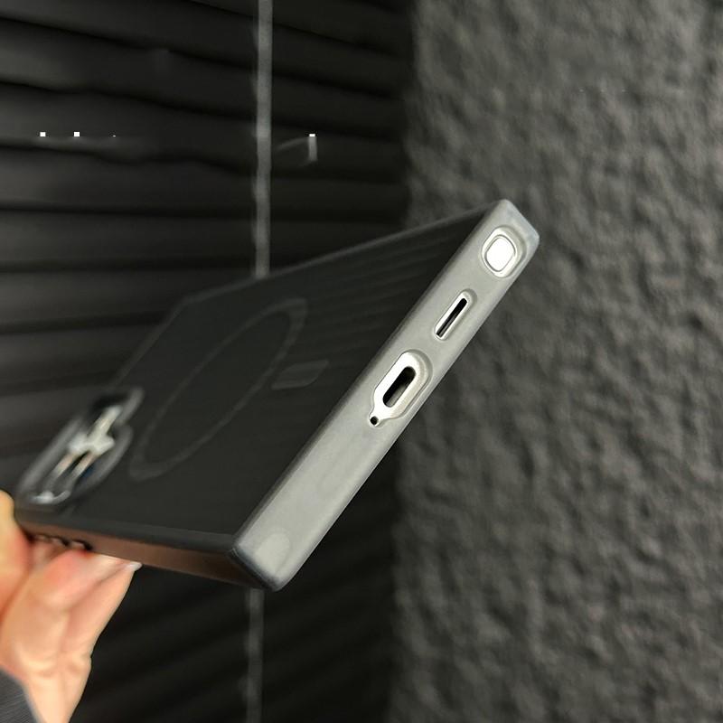 Matte Stripe Translucent Case For Samsung Galaxy S25 S24 S23 S22 S21 Plus Ultra Magsafe Wireless Charge Shockproof Cover