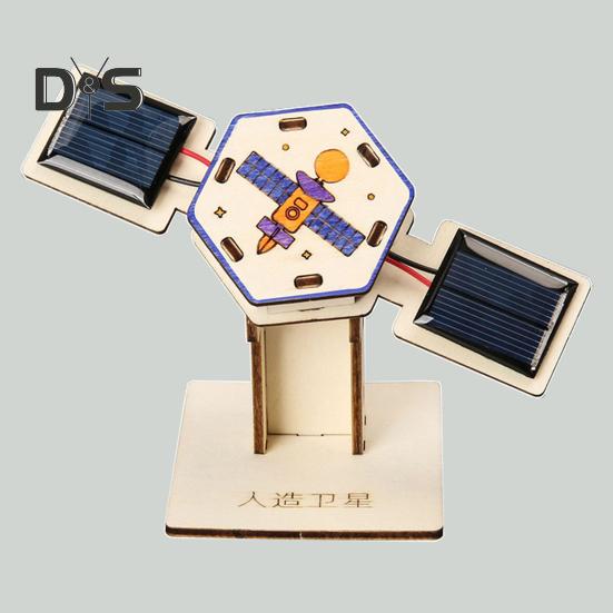 1/2 Sets DIY Artificial Satellite Model Kit Educational Handmade Wooden Puzzle Satellite Model Kids Science Exploration Projects STEM Toy Space Lover