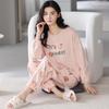 Women's Cartoon Cotton Pajama Set – Long Sleeve, Long Pants, Casual Wear for Spring & Autumn, Wearable Outdoors, Two-Piece.