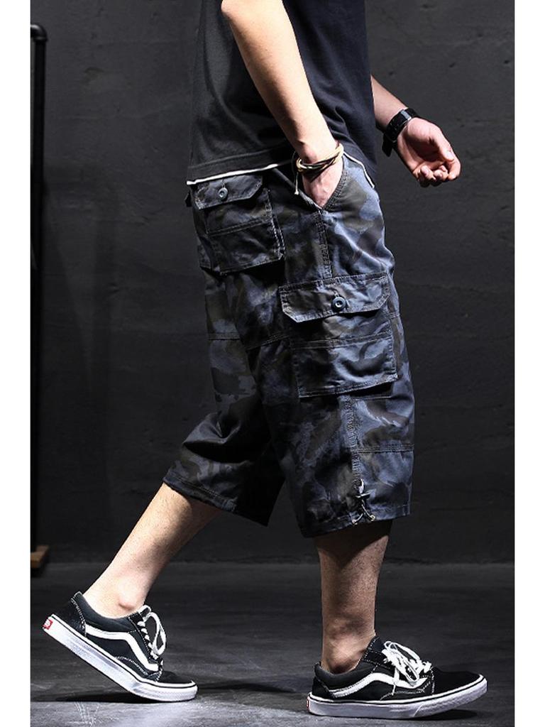 Men's Summer Loose Fit Camo Cargo Shorts - Plus Size, Mid-Length, 7-Pocket