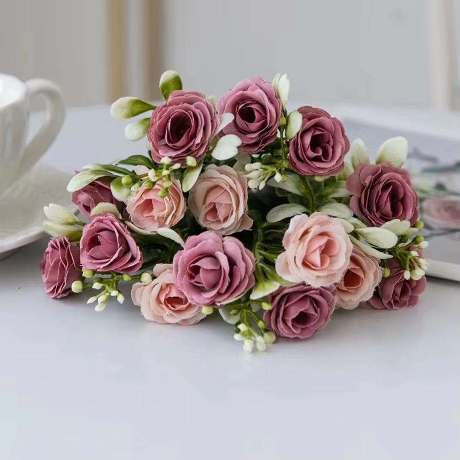 

Artificial Flowers Multi Head Silk Rose Valentine s Wedding Brial Bouquet Garland Decora Home Living Room bonsai Needlework Gift 1 pc розовый