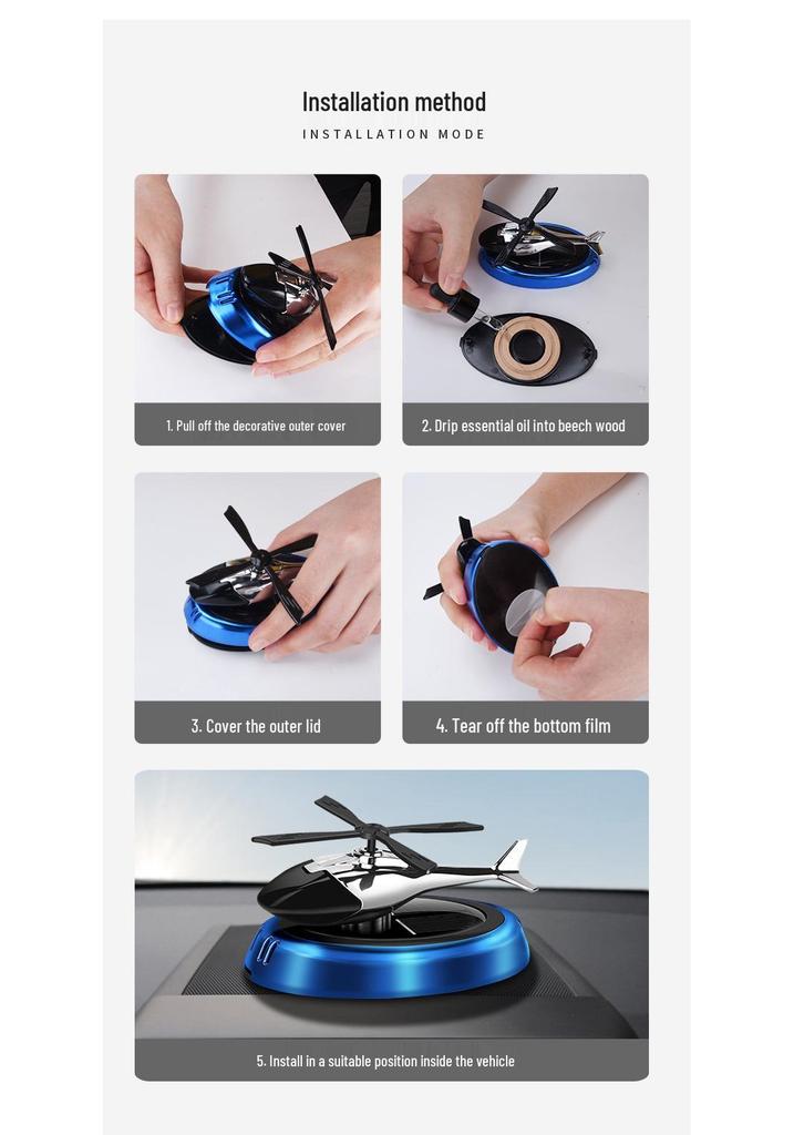 Solar-Powered Rotating Airplane Car Air Freshener - Gardenia Scent