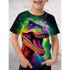 Boys' T-Shirt Realistic 3D Dinosaur Printed Children's Short Sleeved Summer Casual T-Shirt Tops Loose Tees Children's Clothing