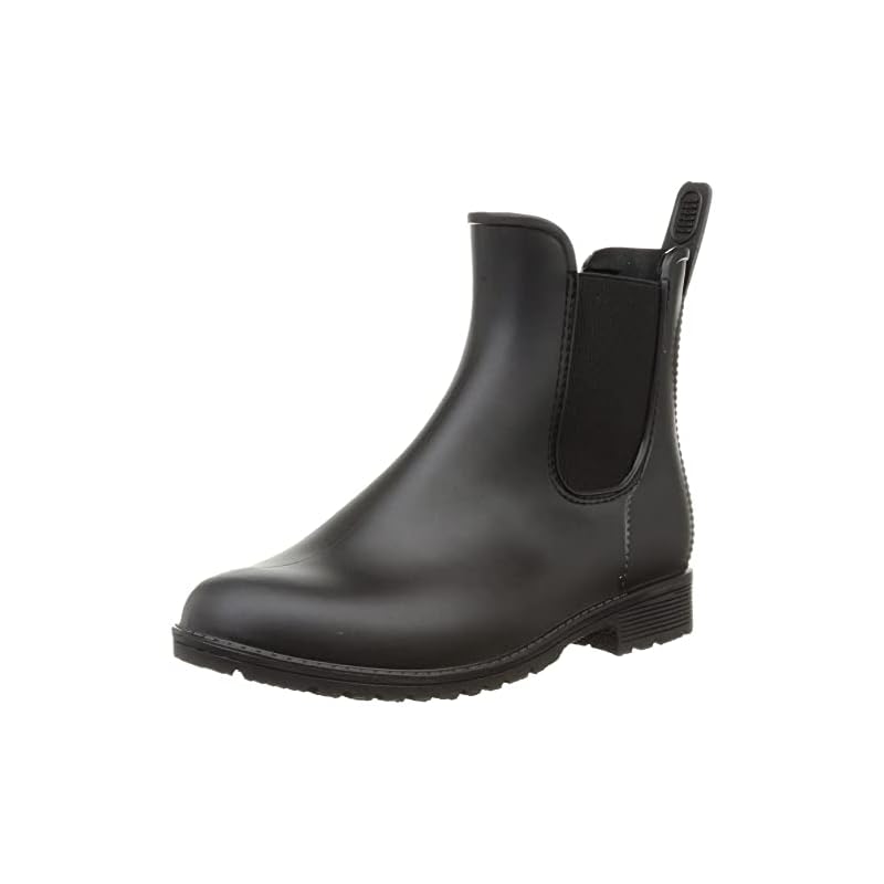 [Oriental Traffic] Rain Shoes Boots, Rain and Sunny, Non-Slip, Large and Small Sizes, Comfortable for Walking, Side Gore, R-0015, Women's, Black,