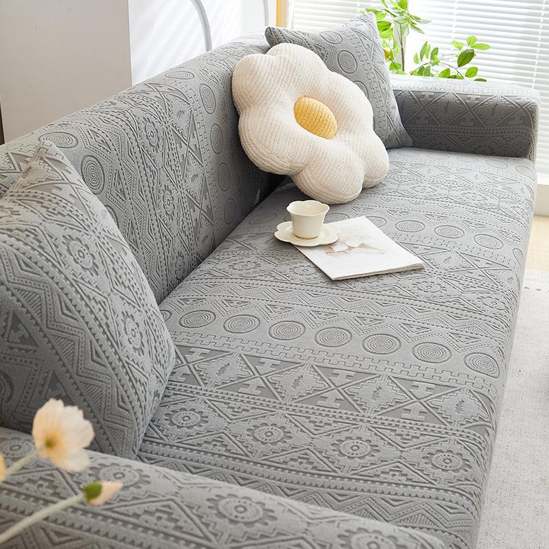 Stretch Plush Sofa Cover Bohemian Style All Inclusive Anti Slip All Season Sofa Cover Cloth All in One