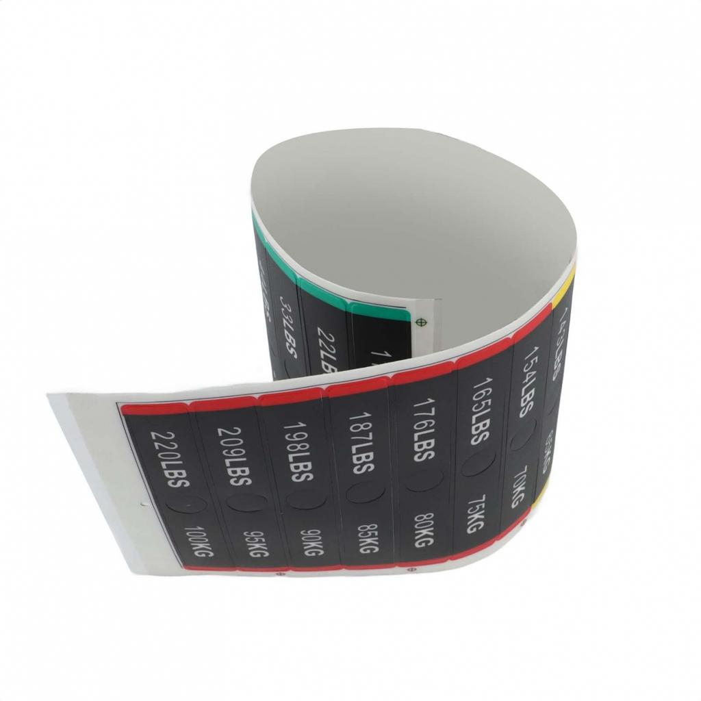 Weight Plate Identification Stickers Made from Wear Resistant Material