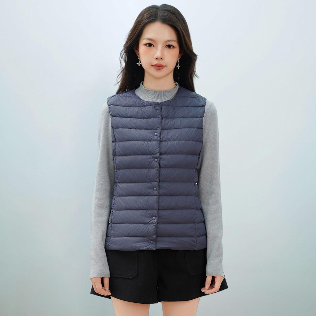 Autumn and Winter Women's Waistcoat Round Neck V-neck Lightweight Down Jacket Vest Duck Down Waistcoat