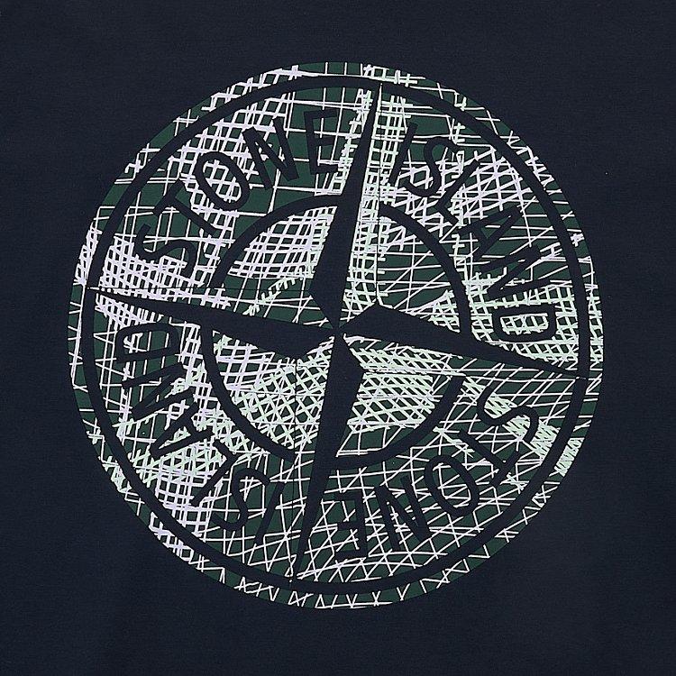 Stone Island T-Shirt Logo Print Casual Short Sleeve Kids Tops Navy-Blue 781621072-V0020