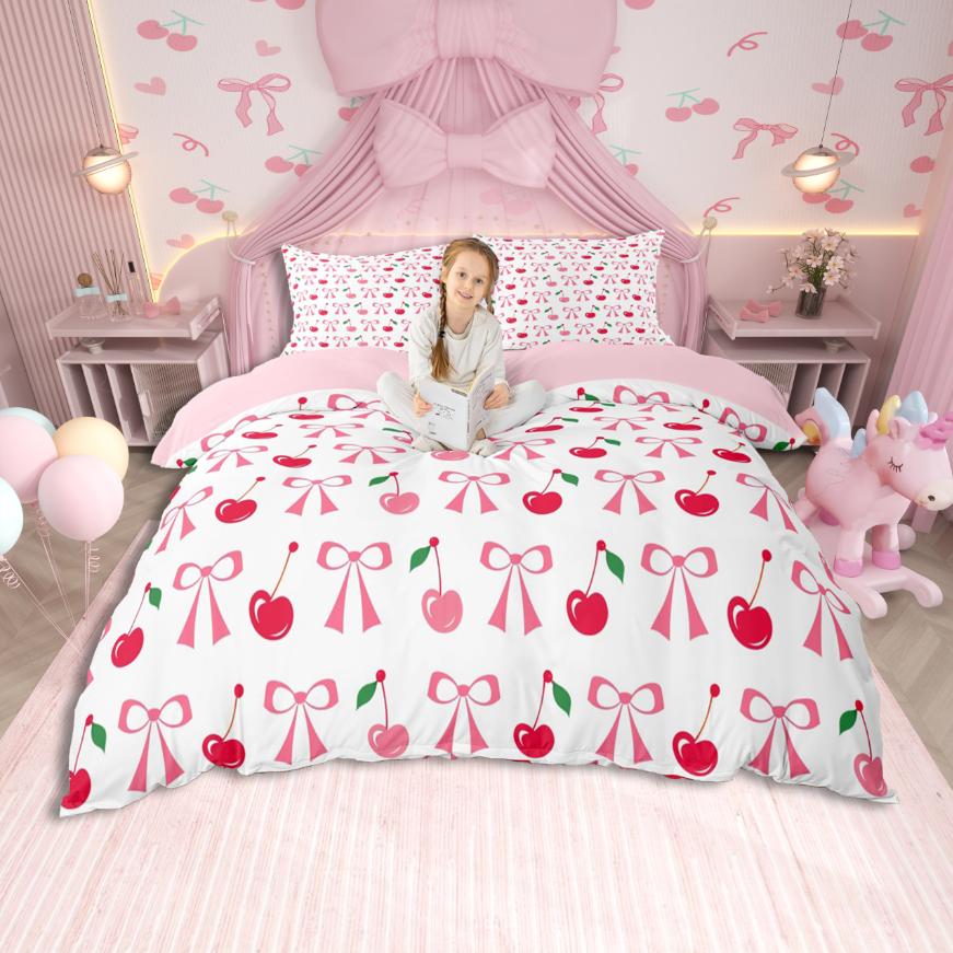 

Comforter Homewish Cute Bowknot Kawaii Bowtie Bow Bedding Setpink Black Gray Bed Set For Girlbreathable Home Decor Comforter (quilt)-EU Single(135*200cm)3pcs