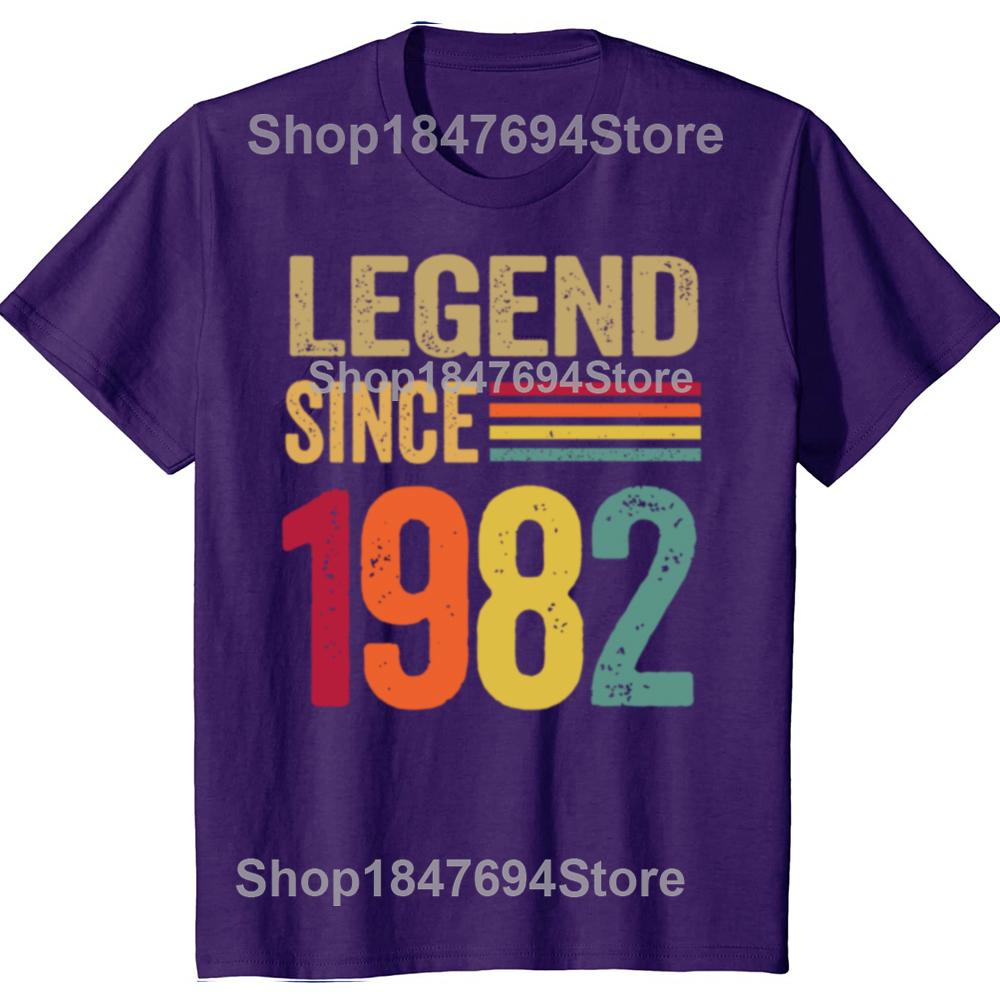 Funny 40 Year Old Gifts Legend Since 1982 Graphic 100% Cotton T-shirts Men Casual Tshirt Loose Oversized Streetwear T Shirt