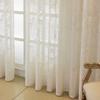 Sheer Curtains White Embroidered Floral Voile Drapes for Living Room Bedroom