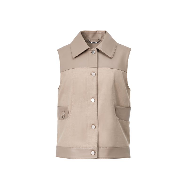 

Blacknini Fourth Anniversary/Triple Patchwork! Turkish Sheepskin Vest Light Coating Process Turn-down Collar Coat Patchwork Goatskin lapel vest XL