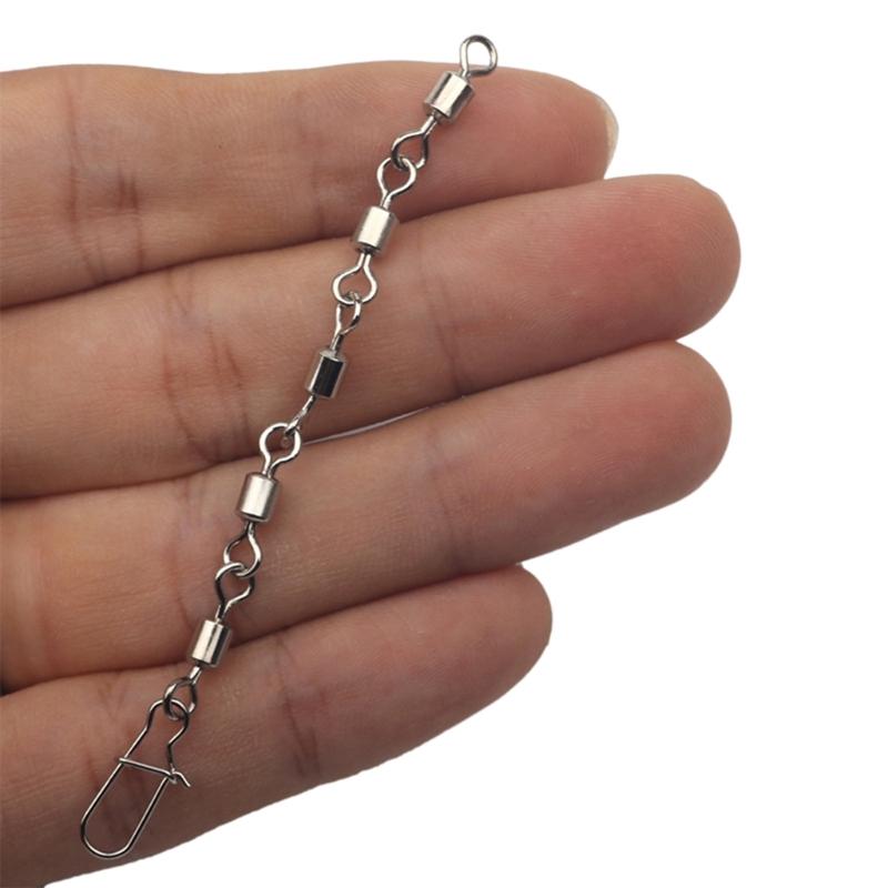10Pcs High Strength Snap Swivels Rolling Connector Tackle Stainless Steel Fishing Barrels Swivels Safety Snaps Swivels