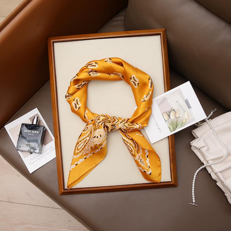 Summer Cashew Flower Silk Square Scarf - Women's Decorative Accessory, Children's Day Gift, FJ028