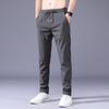 Ice Silk Cool Men's Elastic High Waist Slim Fit Sports Pants - Summer Casual Style 1062