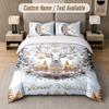 Winter Snow Theme Custom Text Or Name 3Pcs Bedding Set 1 Flat Sheet & 2 Pillowcases Personalized Home Bedding