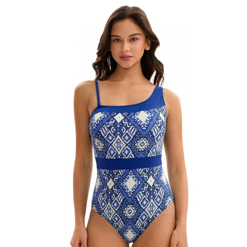One-piece swimsuit triangular sexy print European and American women s swimsuit S