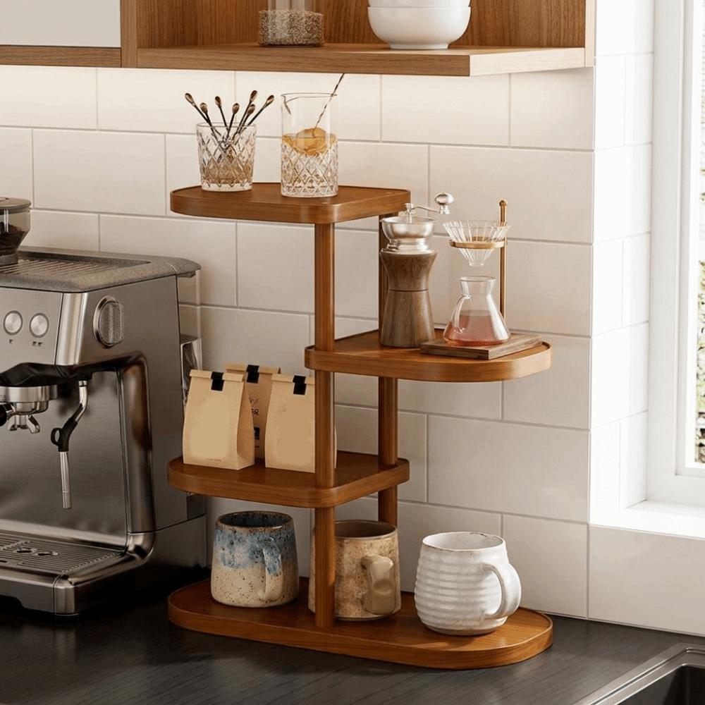 Large Capacity Cup Storage Rack Bamboo Seasoning Storage Rack Perfume Display Stand for Kitchen