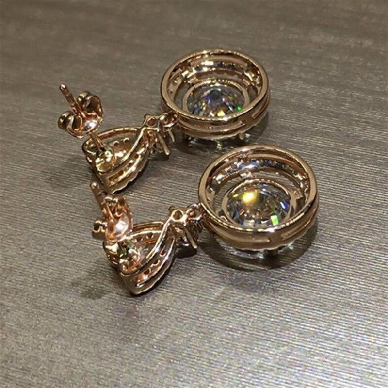 Choucong Unique Luxury Jewelry 925 Sterling Silver Bow Earring Round Cut White Topaz CZ Diamond Women Wedding Dangle Earring