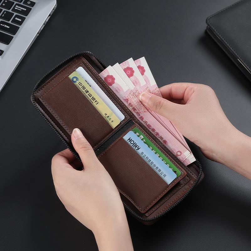 Man's Short Bifold Wallets Multi Card Fashion PU Leather Wallet  Men Classic Wallet with Coin Bag Zipper