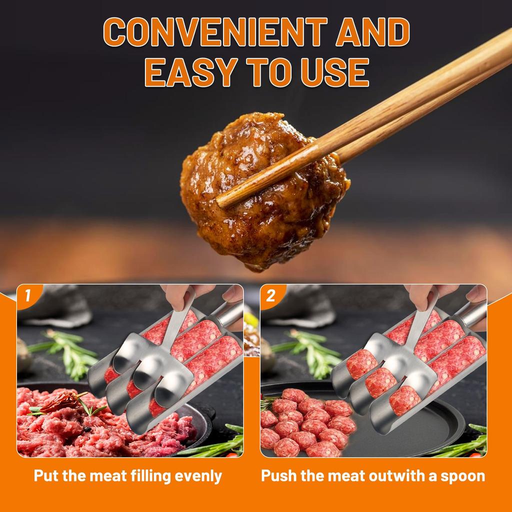 3 Link Meatball Maker Stainless Steel Meatball Mold A Meatball Scoop for Easy Homemade Salad Balls Perfect for Family Cooking