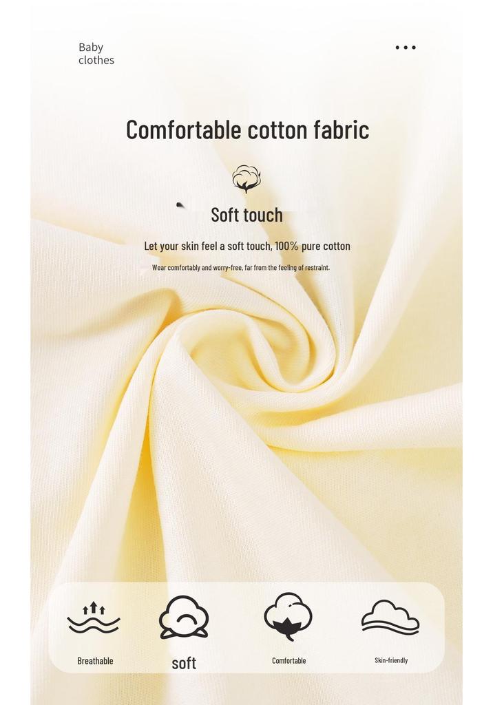 Tagless Pure Cotton Long-Sleeved Infant Pajamas, Breathable Close-Fitting Bodysuit, Newborn Spring/Summer Crawling Outfit