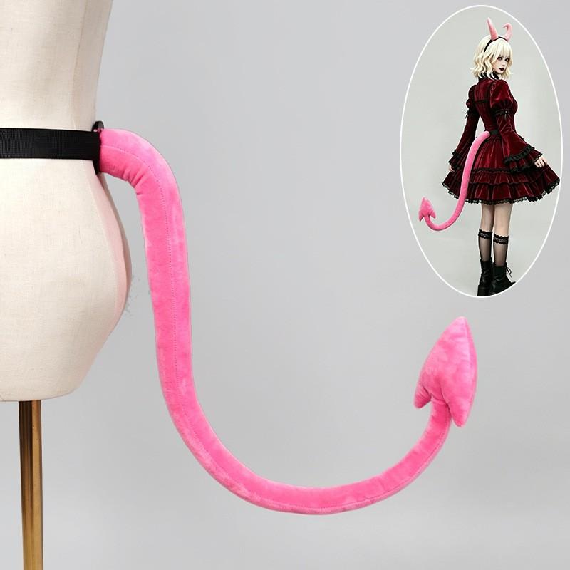 Cola de Demonio de Peluche Accesorio de Cosplay Fiesta de Halloween Convención de Anime Dulce Estilo Gótico Ala de Murciélago Diabólico Atrezo